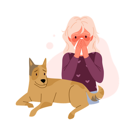 Allergic to dog furr  Illustration