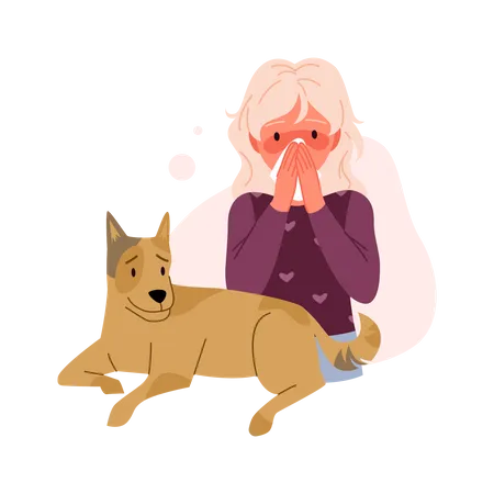 Allergic to dog furr  Illustration