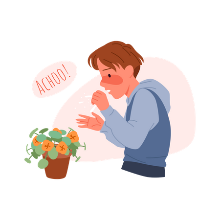Allergique au pollen des plantes  Illustration