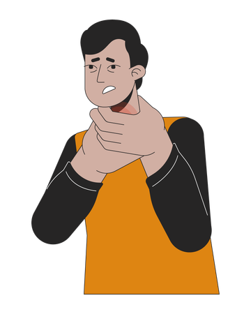 Allergy-related sore throat man  Illustration