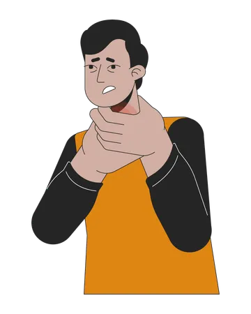 Allergy-related sore throat man  Illustration