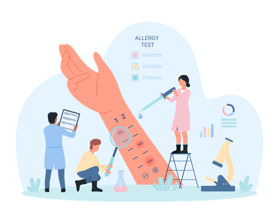 Allergy test on patients skin  Illustration