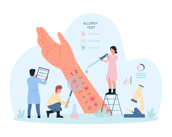 Allergy test on patients skin  Illustration