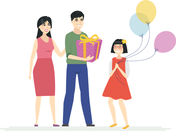 Alles Gute zum Geburtstag eines Mädchens mit Luftballons  Illustration