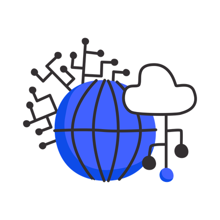 Almacenamiento global de datos en la nube  Ilustración