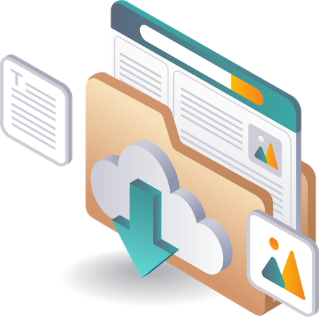 Almacenamiento de datos en servidores de tecnología informática  Ilustración