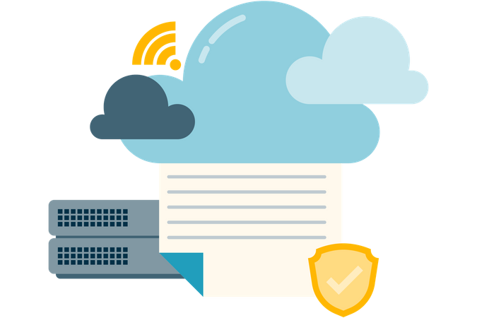 Almacenamiento de datos en servidores en la nube  Ilustración