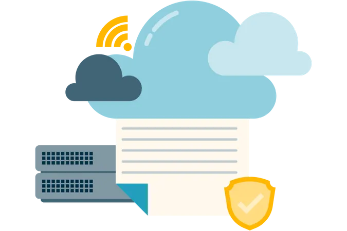 Almacenamiento de datos en servidores en la nube  Ilustración