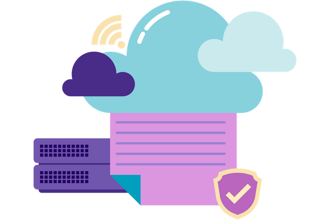 Almacenamiento de datos en servidores en la nube  Ilustración