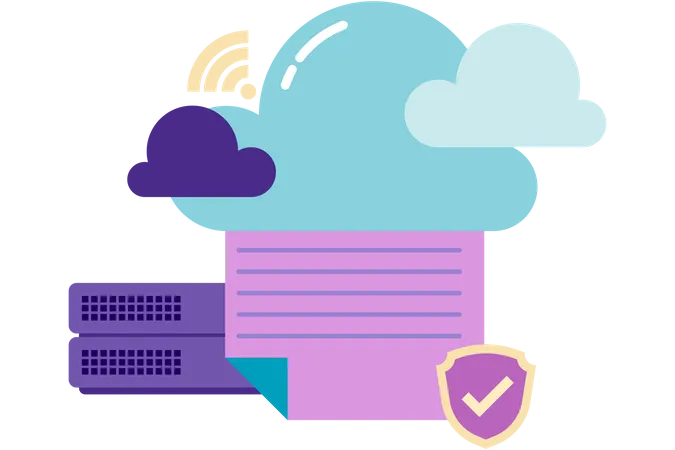 Almacenamiento de datos en servidores en la nube  Ilustración