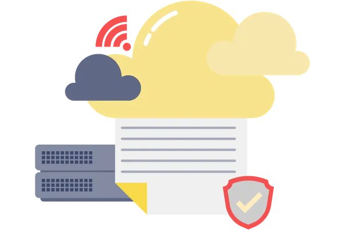 Almacenamiento de datos en servidores en la nube  Ilustración