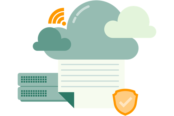 Almacenamiento de datos en servidores en la nube  Ilustración