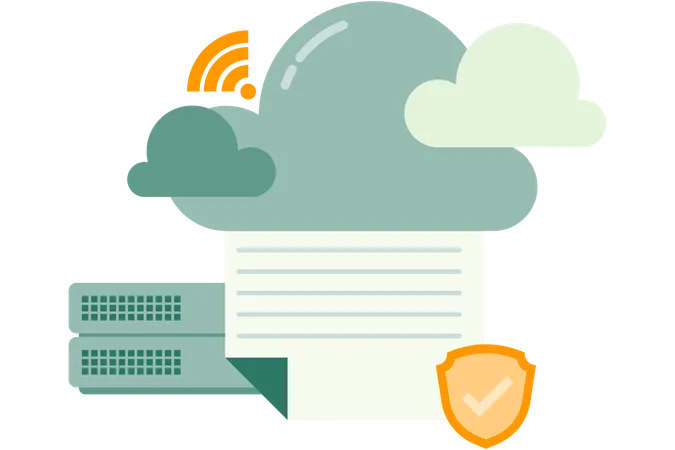 Almacenamiento de datos en servidores en la nube  Ilustración