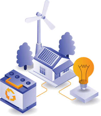 Almacenamiento de energía solar en generadores  Ilustración