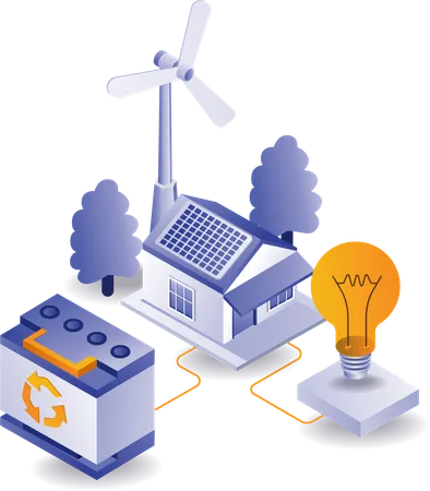 Almacenamiento de energía solar en generadores  Ilustración