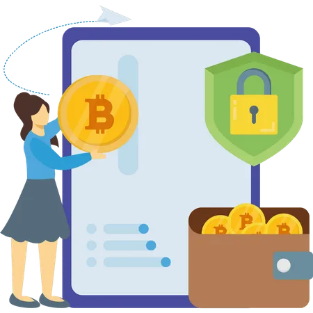 Almacenamiento seguro de billetera bitcoin  Ilustración