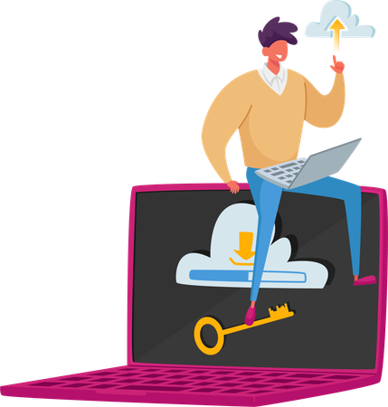 Almacenamiento seguro en la nube  Ilustración