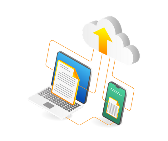 Almacenar datos en el servidor de la nube  Ilustración