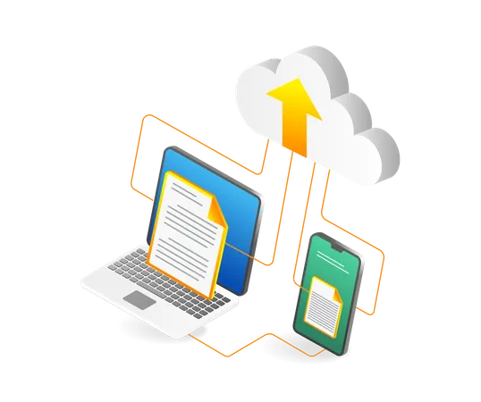 Almacenar datos en el servidor de la nube  Ilustración