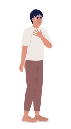 Almost crying worried man holding chest  Illustration