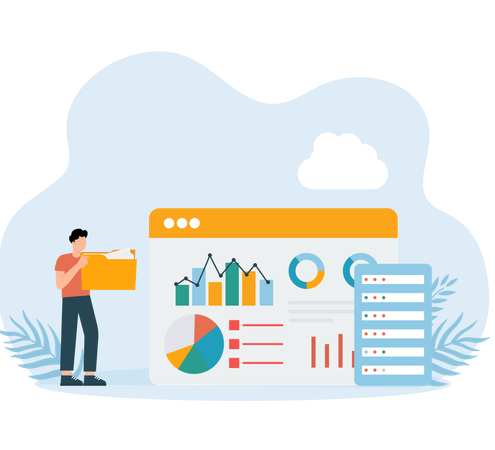 Alojamiento de datos en servidor en la nube  Ilustración