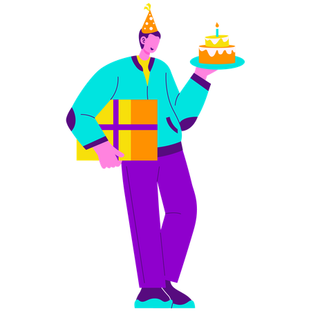 Alone birthday celebration Illustration