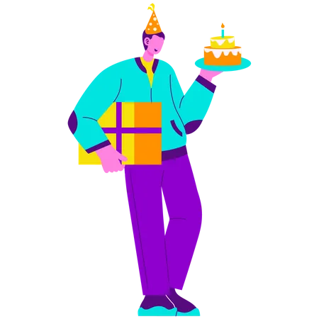 Alone birthday celebration Illustration