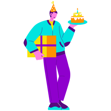 Alone birthday celebration  Illustration