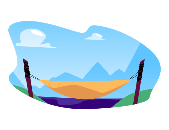 Alpine landscape with hammock  Illustration