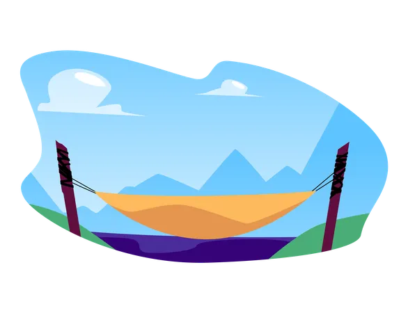 Alpine landscape with hammock  Illustration