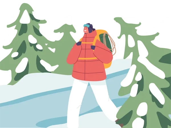 Alpinista aventureiro em cada subida  Ilustração