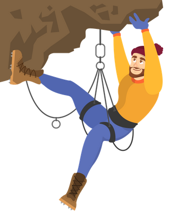 Un alpiniste masculin gravit la montagne  Illustration
