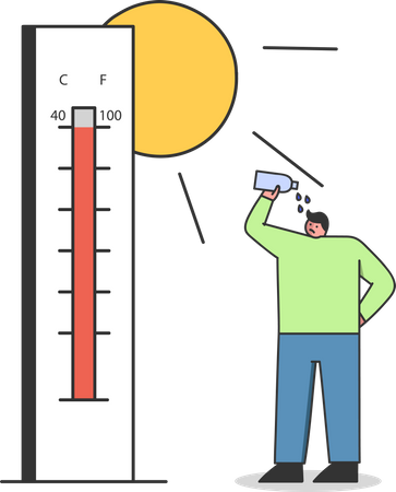 Alta temperatura no verão  Ilustração