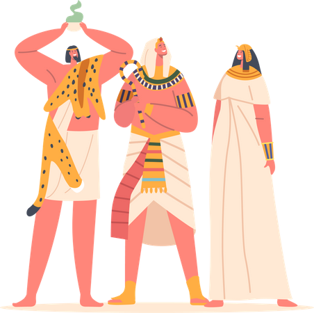 Schamane, Pharao und Frau im alten Ägypten  Illustration