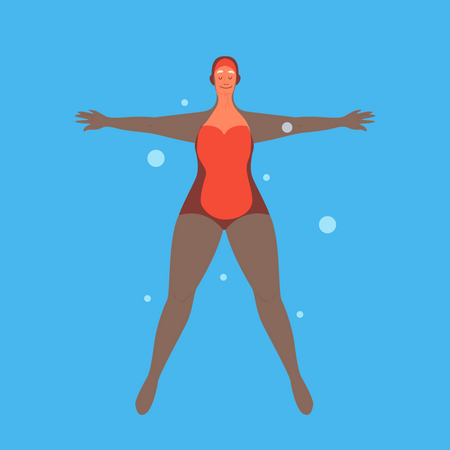 Alte Frau im Schwimmbad  Illustration