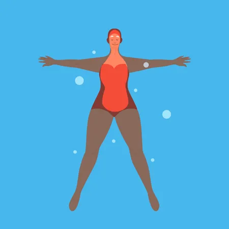 Alte Frau im Schwimmbad  Illustration