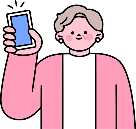 Alter Mann mit Mobiltelefon  Illustration