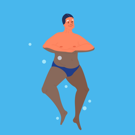 Alter Mann im Schwimmbad  Illustration