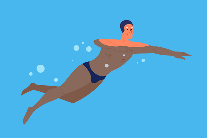 Alter Mann im Schwimmbad  Illustration