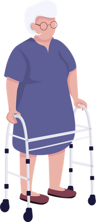 Ältere Frau mit Rollator  Illustration