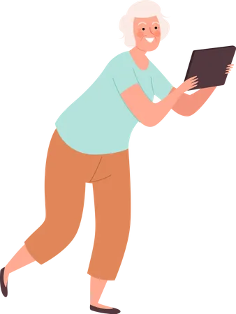Ältere Frau mit Tablet  Illustration