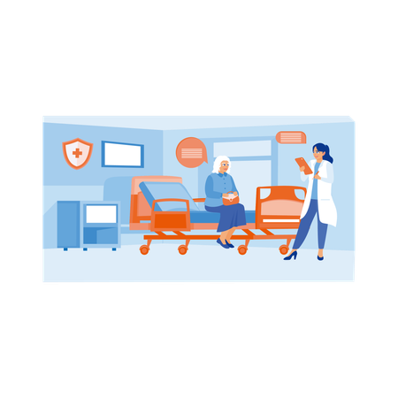 Ältere Frau besucht das Krankenhaus  Illustration
