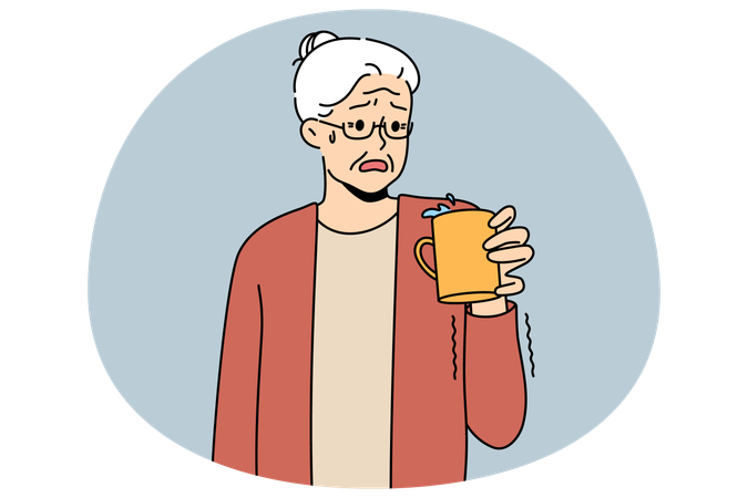 Ältere Frau hat Symptome der Parkinson-Krankheit  Illustration