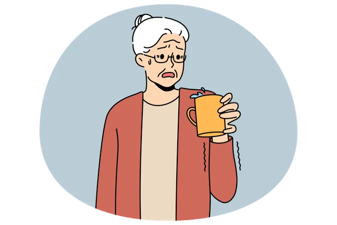 Ältere Frau hat Symptome der Parkinson-Krankheit  Illustration