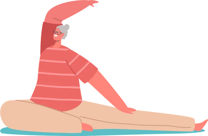 Ältere Frau macht Yoga-Übungen  Illustration