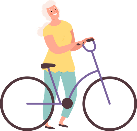 Ältere Frau mit Fahrrad  Illustration