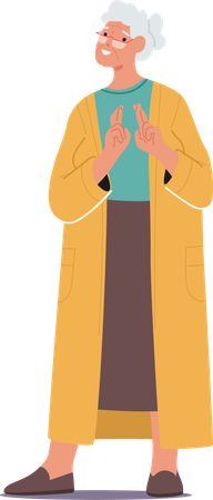 Ältere Frau mit kurzen weißen Haaren und warmem Lächeln  Illustration