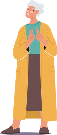Ältere Frau mit kurzen weißen Haaren und warmem Lächeln  Illustration