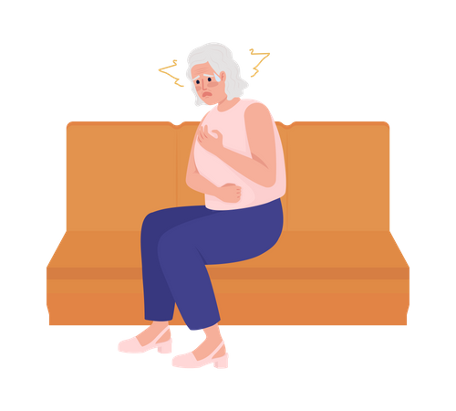 Ältere Frau mit Panikattacke  Illustration