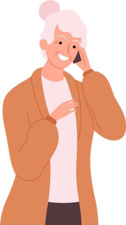 Ältere Frau telefoniert mit Handy  Illustration